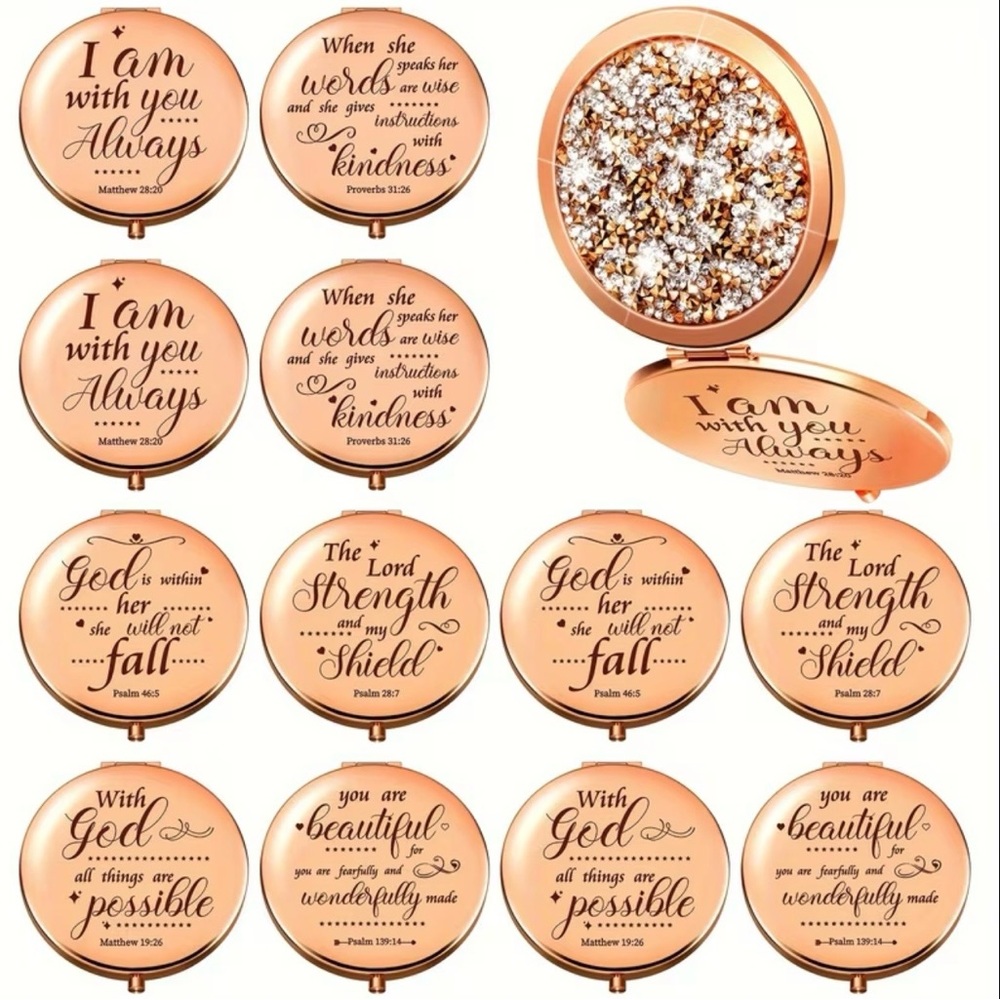 Religious Compact Mirror with Gold Glitter 🧩